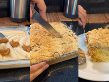 Receita de cuca de banana com doce de leite na travessa de comer rezando