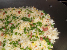 Arroz com milho e linguiça calabresa