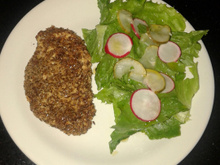 Peito de frango com crosta de linhaça