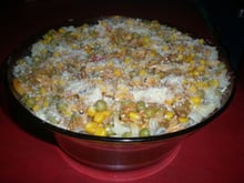 Macarronada com frango desfiado