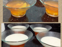 Gelatina com pêssego e creme branco