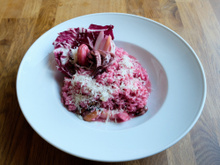 Risoto de vinho e quatro queijos