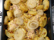 Sobrecoxas de frango com Creme de cebola e orégano