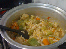 Risoto de legumes e frango