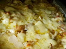 Batata fatiada e recheada
