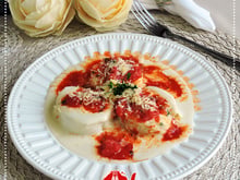Rondeli de espinafre, ricota e tomate seco
