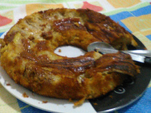 Pudim de pão com banana