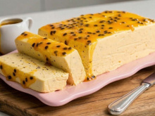 Mousse de maracujá de corte firme e cremosa sem gelatina e sem ovo