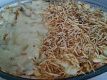 Arroz com frango em camadas