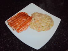 Risoto cremoso de salmão e alho poró