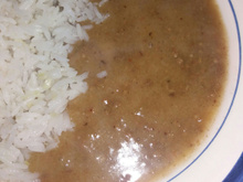 Caldo de mandioca com carne moída