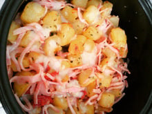 Batata sauté com presunto e tomate seco