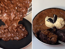 Nem batedeira, nem liquidificador: para fazer esse brownie de Oreo fácil e diferente é só misturar tudo e botar no forno