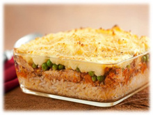 Escondidinho de arroz, mandioca e sardinha