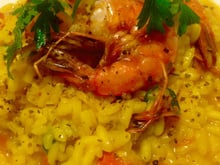 Risoto de camarão de restaurante