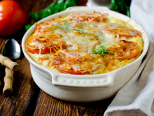 Filé de tilápia com batatas e requeijão ao forno