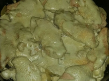 Frango assado ao creme de cebola caseiro