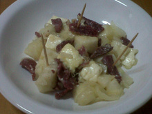 Carne seca com aipim e queijo