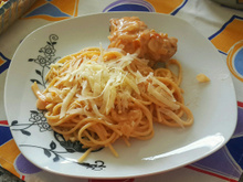 Macarrão no champagne