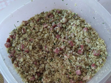 Farofa de lentilha com linguiça