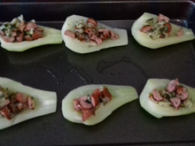 Chuchu recheado com linguiça