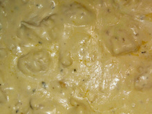 Cubos de frango ao requeijão