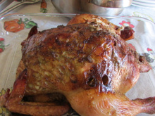 Frango recheado e assado na cerveja preta