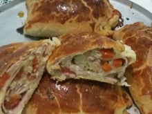 Enroladinho prático e presunto e queijo