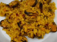 Risoto picante de mexilhões e tangerina