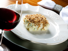 Bacalhau com creme de alho-poró e cobertura crocante