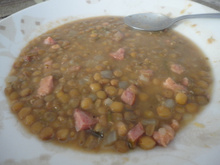 Sopa de lentilhas com bacon