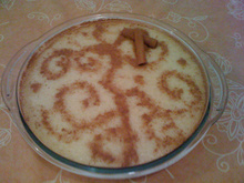 Arroz doce com coco, canela e essência de baunilha
