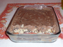 Estrogonofe de chocolate com panetone de chocolate