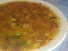 Sopa de abóbora com carne