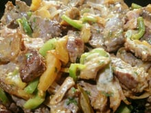 Carne de sol com molho 4 queijos