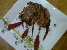 Entrecôte com Molho Chocolate e Morango
