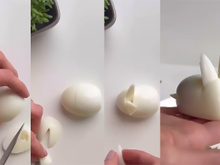 A ideia mais genial (e fofa!) que você vai ver nessa Páscoa: como servir ovo cozido em forma de coelhinho, é só cortar e encaixar!