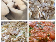 Bacalhau com batatas e molho de tomates