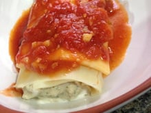 Canelone de frango com catupiry