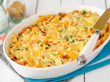 Macarronada de forno ao molho de tender