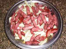 Inhame com calabresa