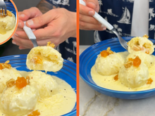 Nhocão com recheio de brie, damasco e nozes ao molho de queijo que desmancha na boca: receita espetacular com pouca farinha