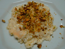 Risoto de cebola caramelizada com queijo brie e amêndoas