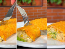 O melhor almoço low carb que eu já fiz na vida é esse rocambole de frango cremoso