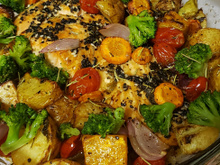 Salmão com legumes no forno