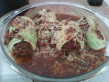 Abobrinha recheada com carne moída