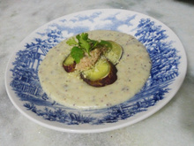 Creme de batata doce com patê de atum