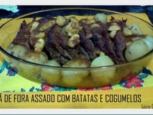 Chã de fora assado com batatinhas e cogumelos