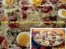 Arroz com seleta de legumes e linguiça ao forno