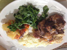 Costela de boi com legumes e agrião na pressão